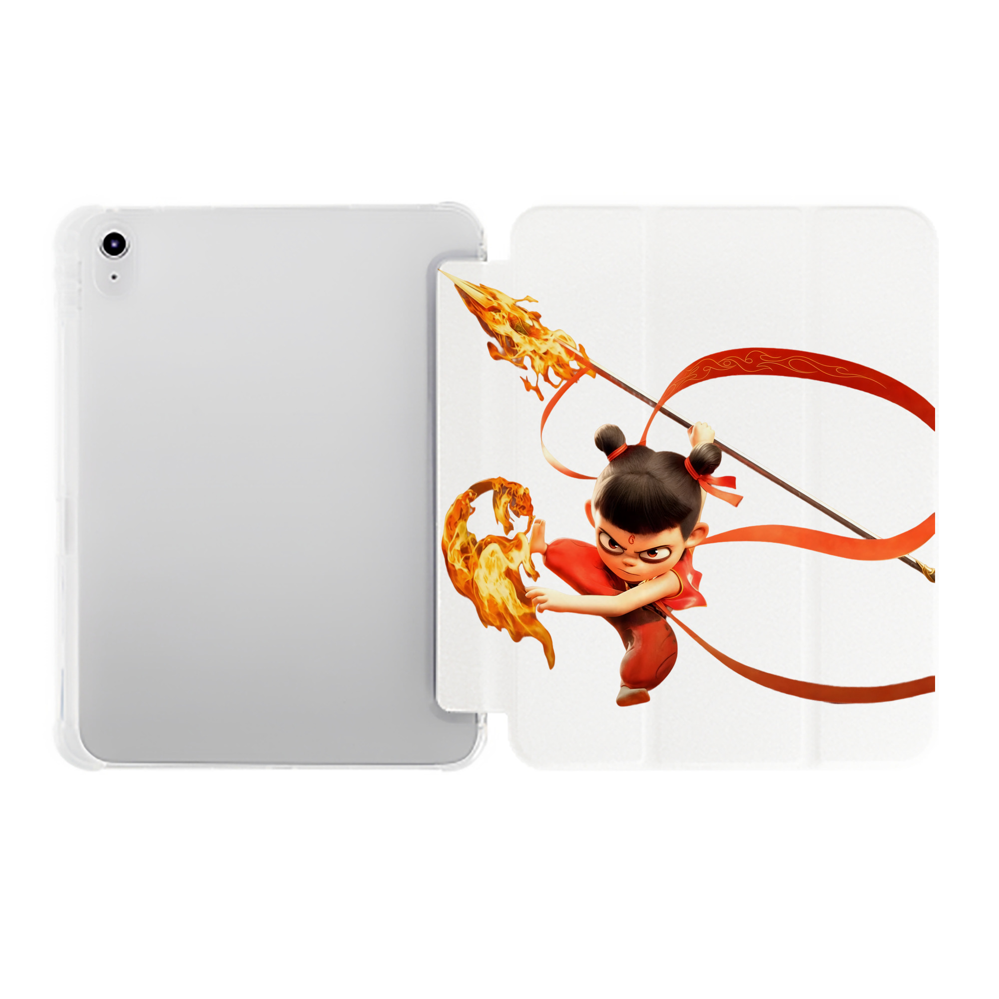 （画像用） Ne Zha 2 ナタ 魔童の大暴れ IPad ケース ペン収納付き 三つ折りスタンド PUレザー×シリコン 対応機種9.5/10.5/10.9インチ